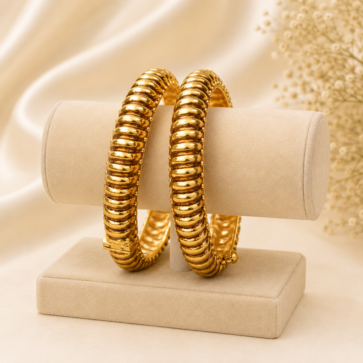 Classic Ribbed Gold Kada