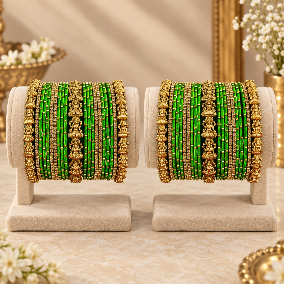 Lakshmi Devi Green Thread Bridal Bangles
