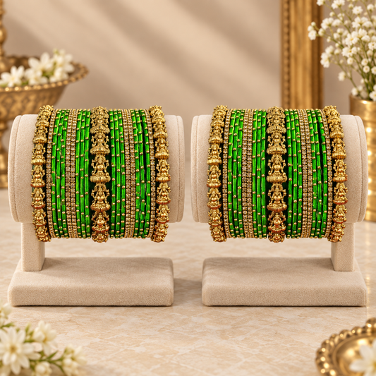 Lakshmi Devi Green Thread Bridal Bangles