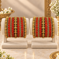 Traditional Orange Temple Jewellery Bangle Set