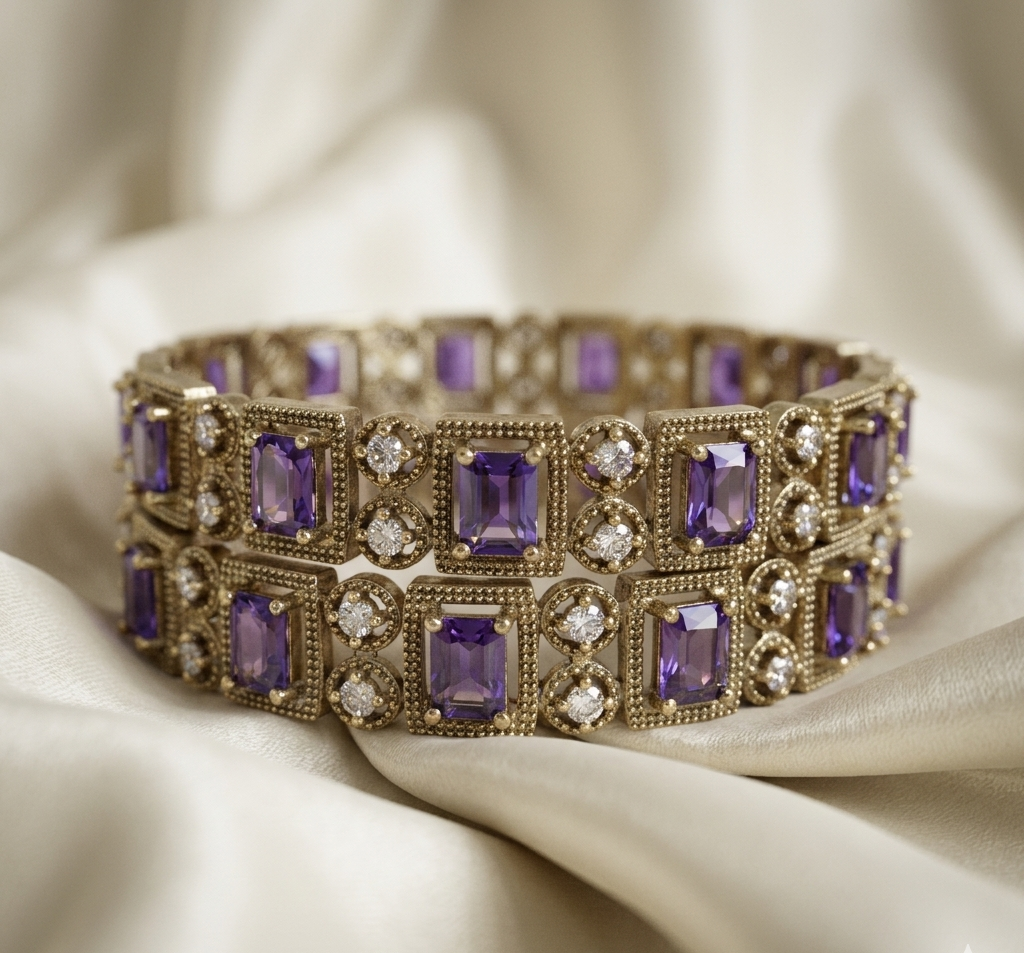 Purple Victorian Kundan Pair