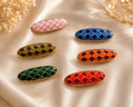 Designer Diamond Grid Enamel Saree Pins – Set of 6
