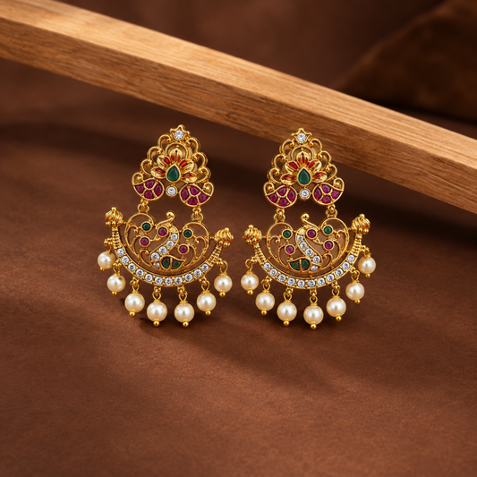 Ethnic Gold-Tone Chandelier Earrings
