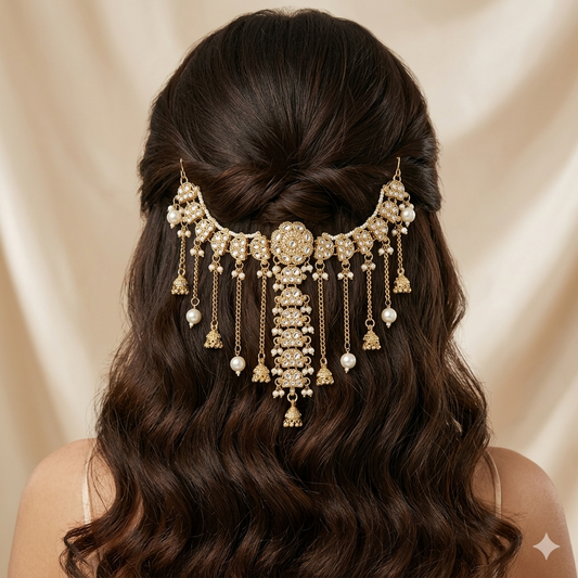Royal Pearl and Jhumka Hair Accessory