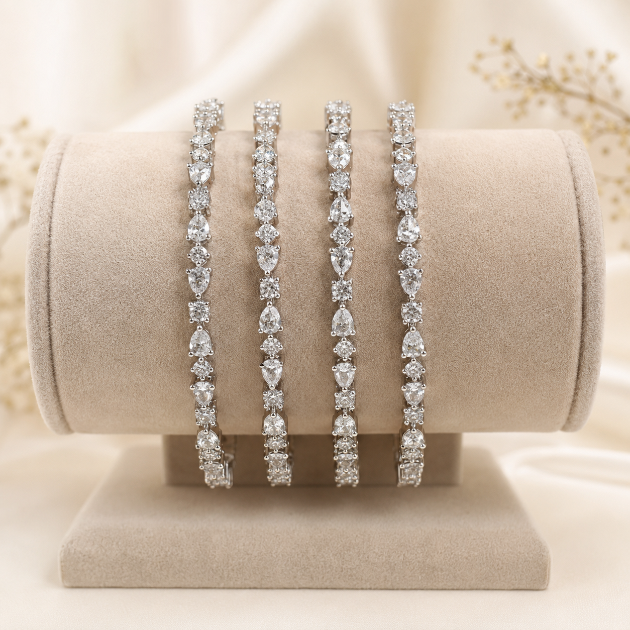Silver Stone Bangles