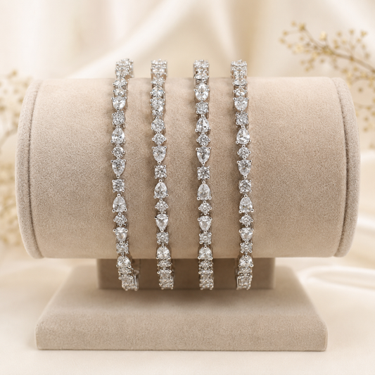 Silver Stone Bangles