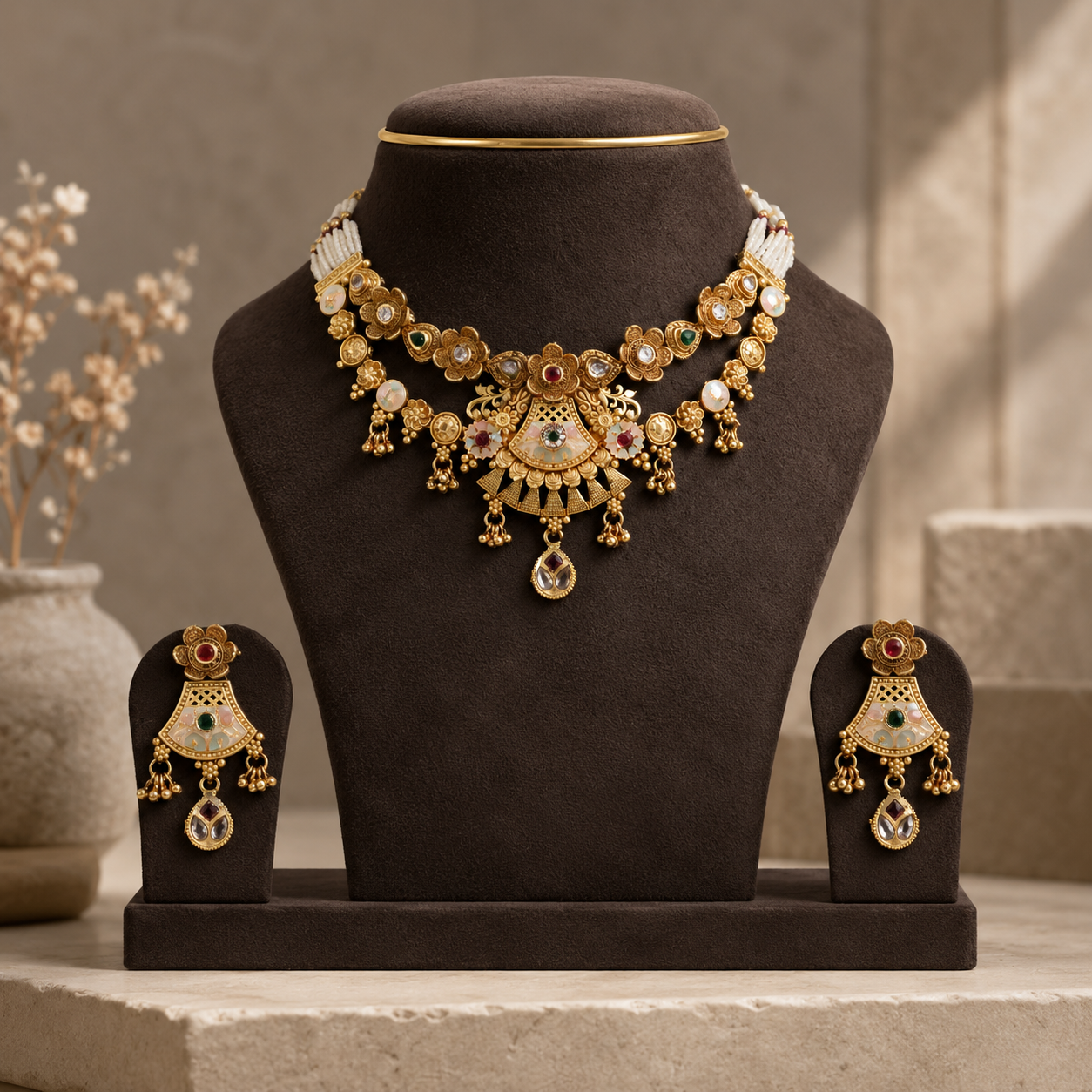 Pastel Meenakari Necklace Set