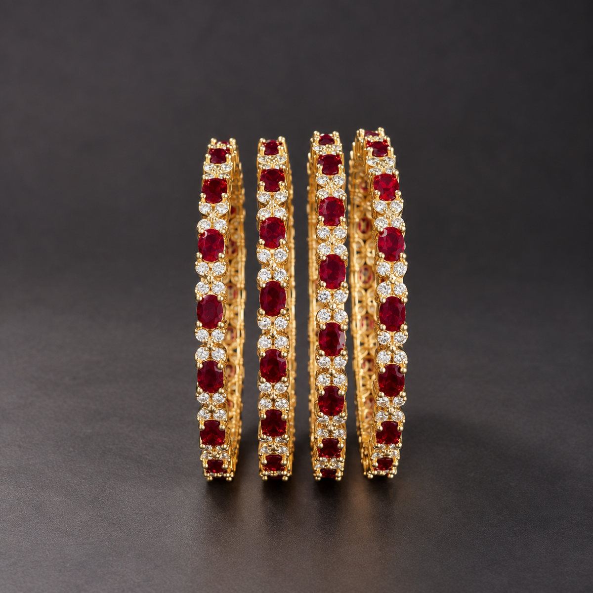 Deep Red Stone Bangle Set