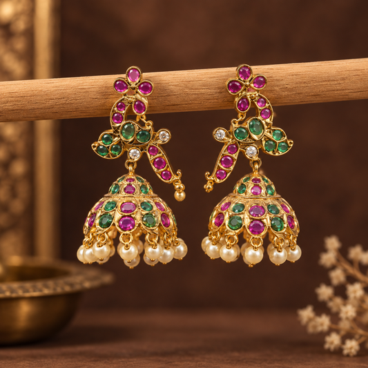 Mayura Rani Stone Jhumkas