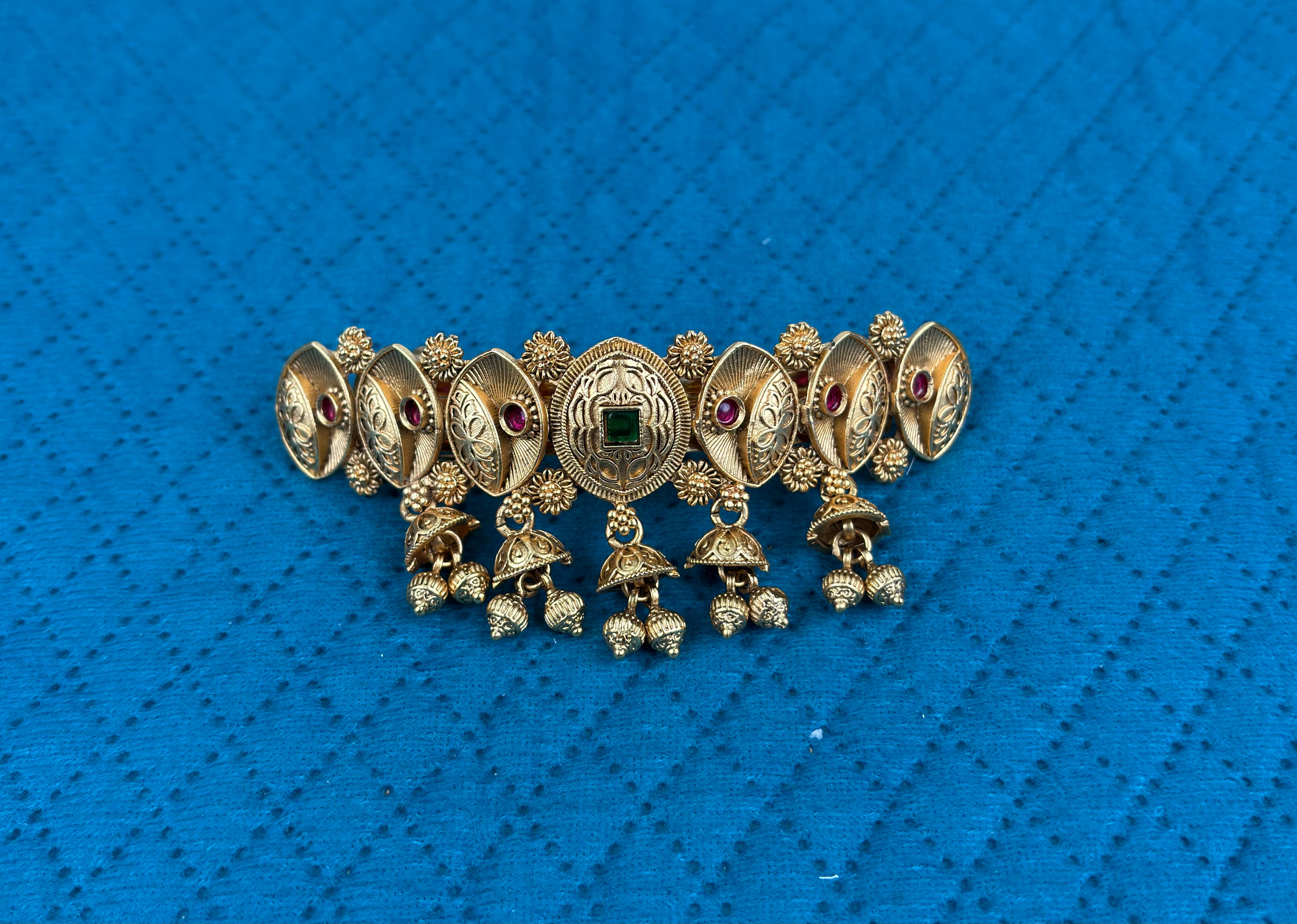 Antique Gold-Plated Jhumka Hair Barrette