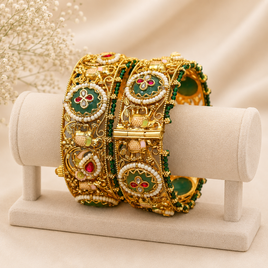 Gaja Heritage Pearl-Studded Kada
