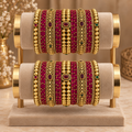 Premium Rani Pink Festive Bangle Set