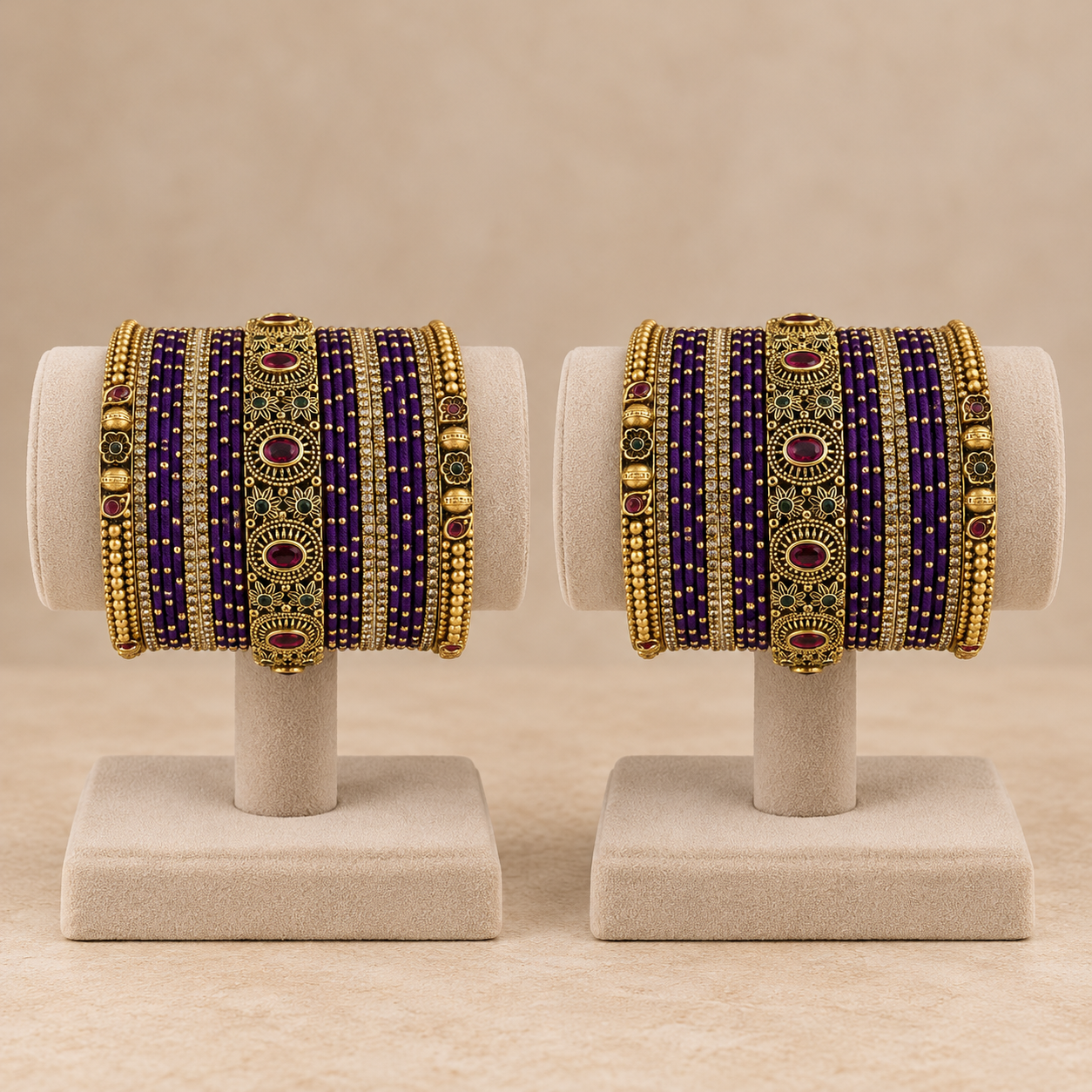 Heritage Purple Floral Design Bangles