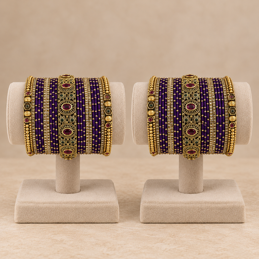 Heritage Purple Floral Design Bangles