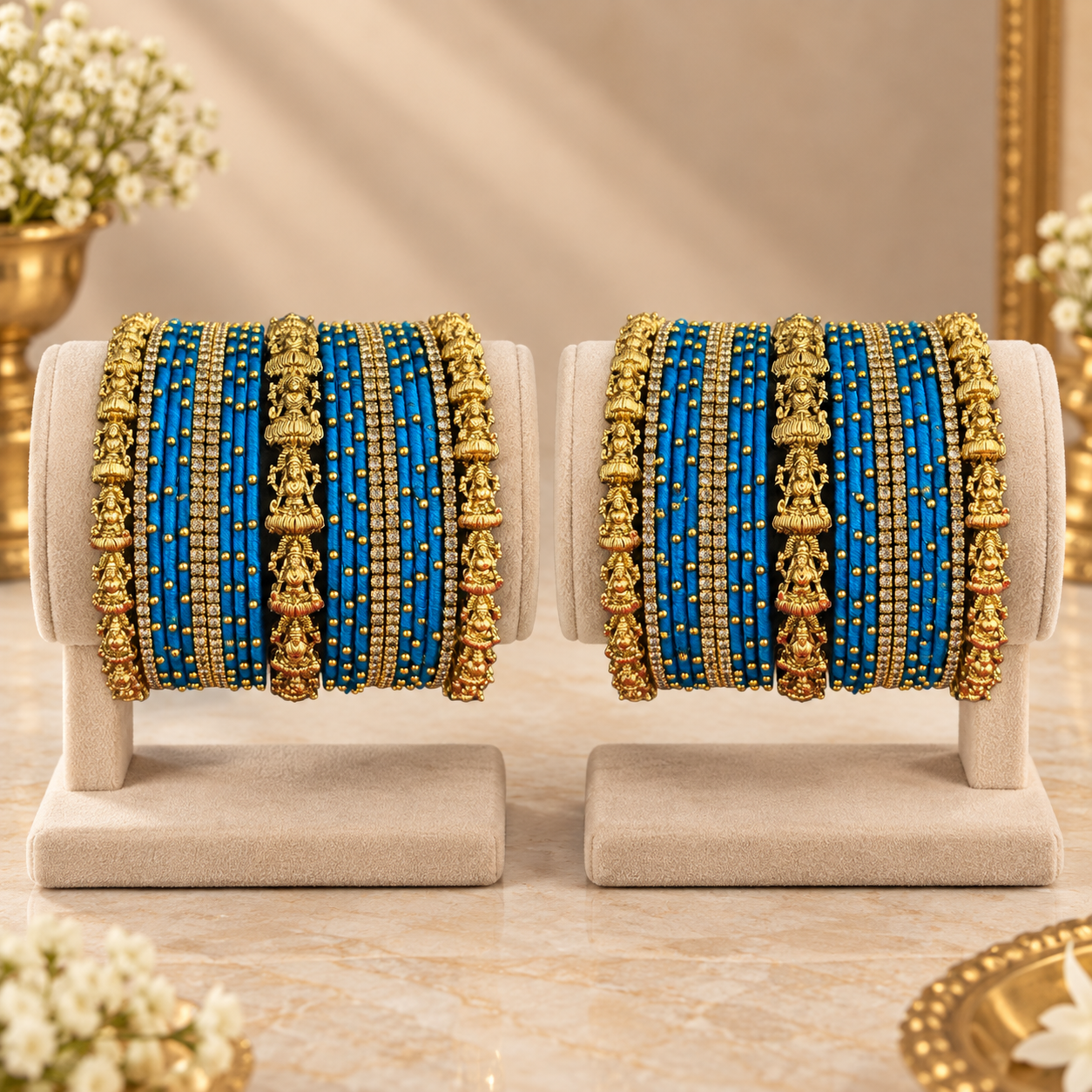 Royal Blue Lakshmi Thread Bangle Set