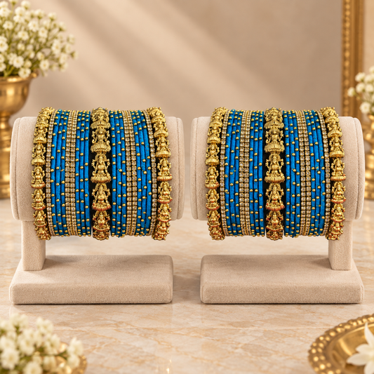 Royal Blue Lakshmi Thread Bangle Set