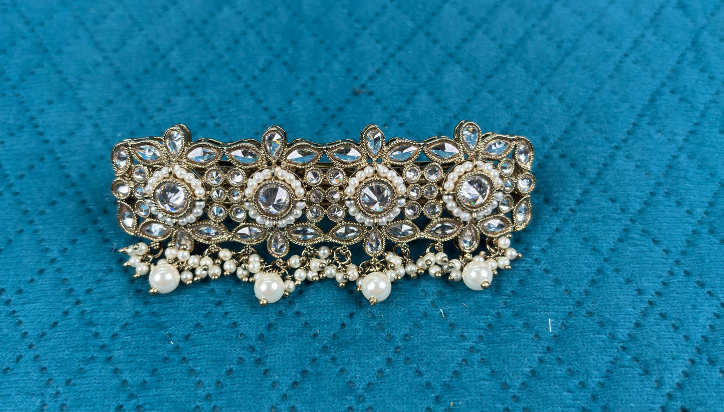 Majestic Floral Kundan Hair Clip