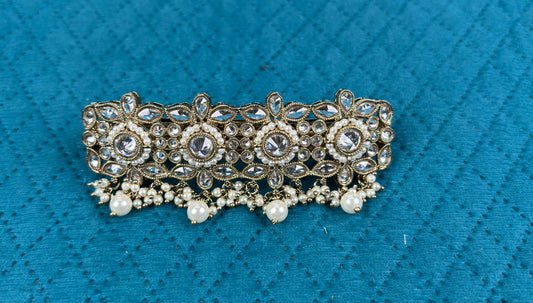 Majestic Floral Kundan Hair Clip