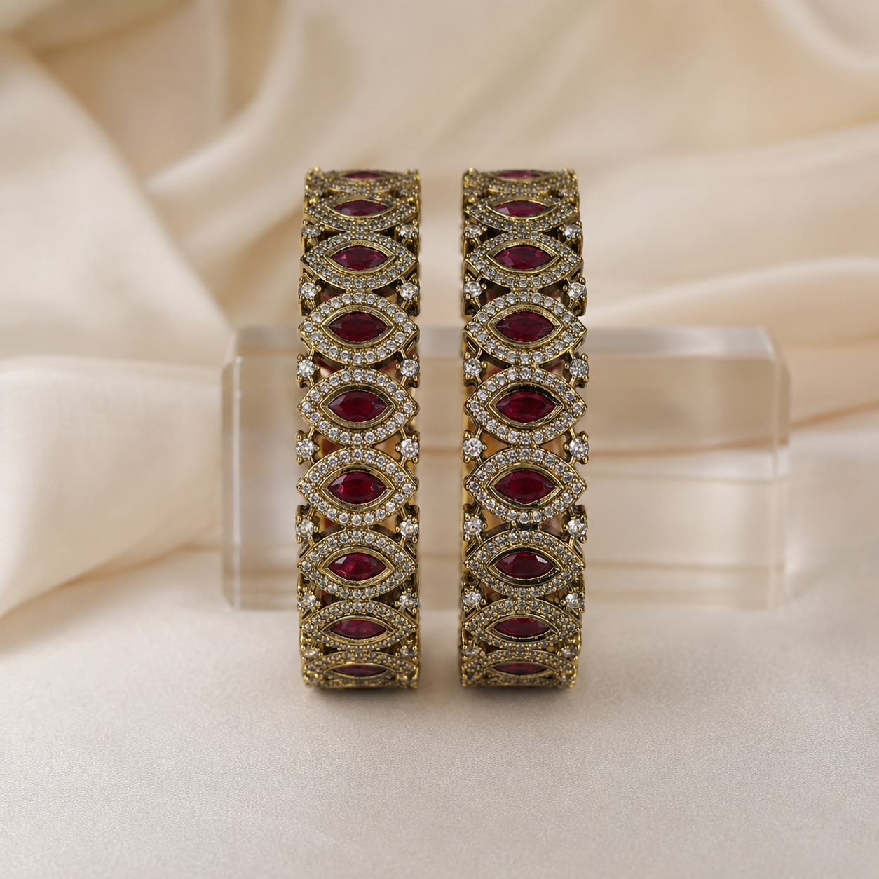 Regal Ruby Marquise Bangle Set
