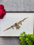 Emerald Bloom Antique Gold Hand Harness Bracelet