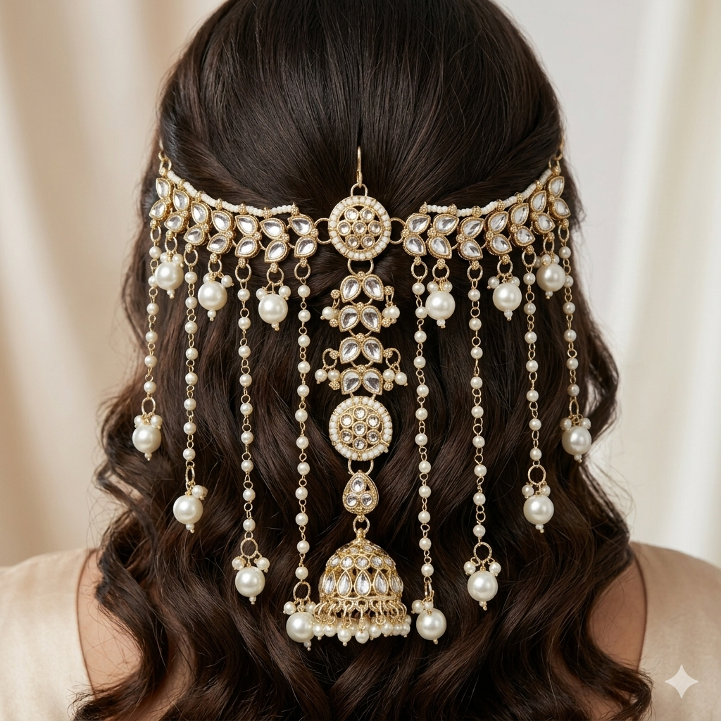 Aadhya Kundan & Pearl Headpiece