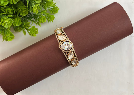 Radiant White Kundan Kada