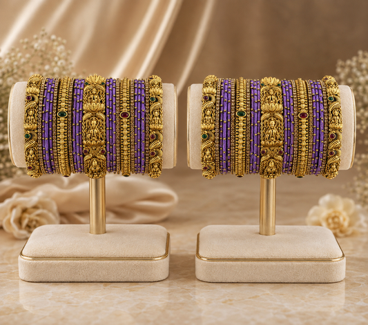 Royal Purple Temple Bridal Bangle Set