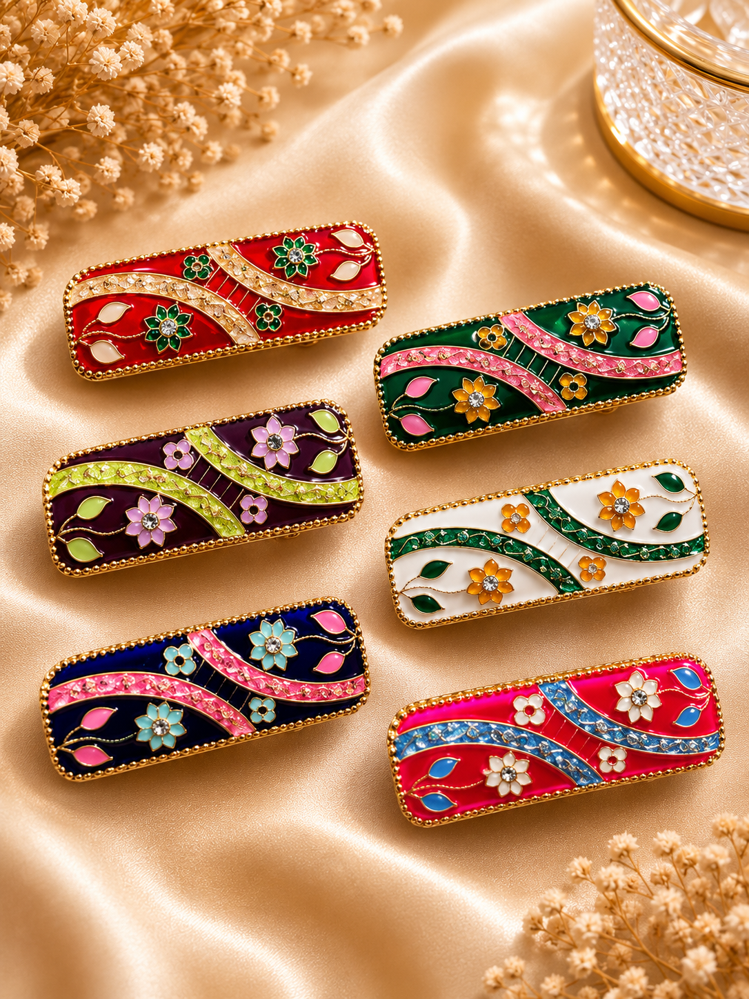 Multicolor Designer Saree Pins – Set of 6