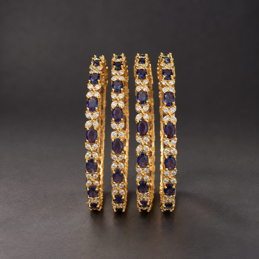 Royal Purple Stone Bangle Set