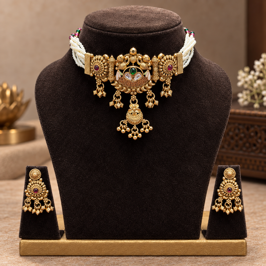 Heritage Antique Gold Pearl Choker Set
