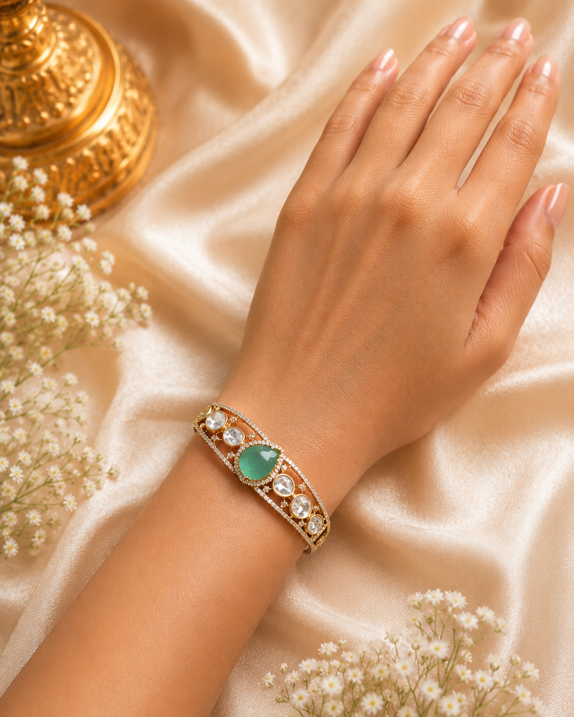 Celeste Green Kundan Bracelet