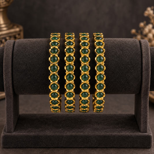 Antique Emerald Floral Bangles