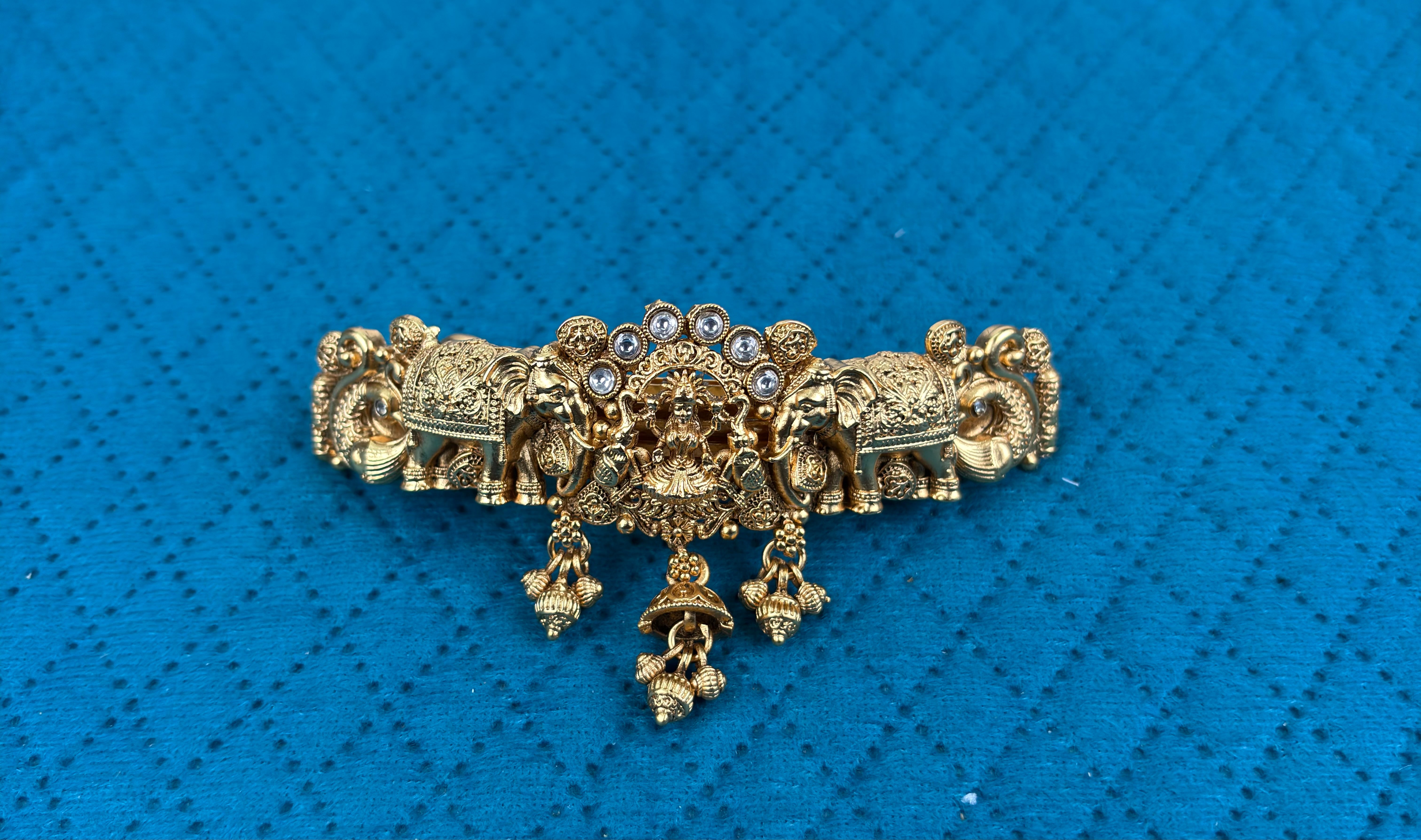 Goddess Lakshmi Antique Gold Temple Hair Clip