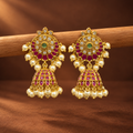 Traditional Stone Pearl Jhumka Earrings