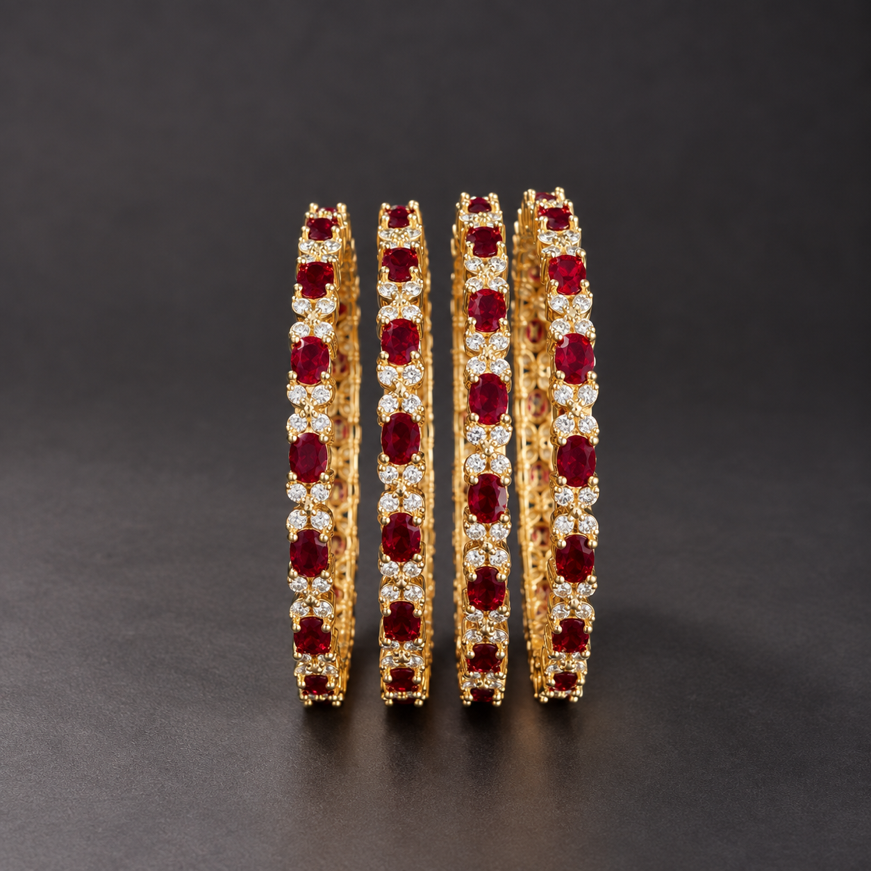 Deep Red Stone Bangle Set