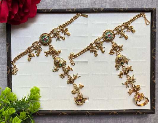 Antique Gold Meenakari Haathphool