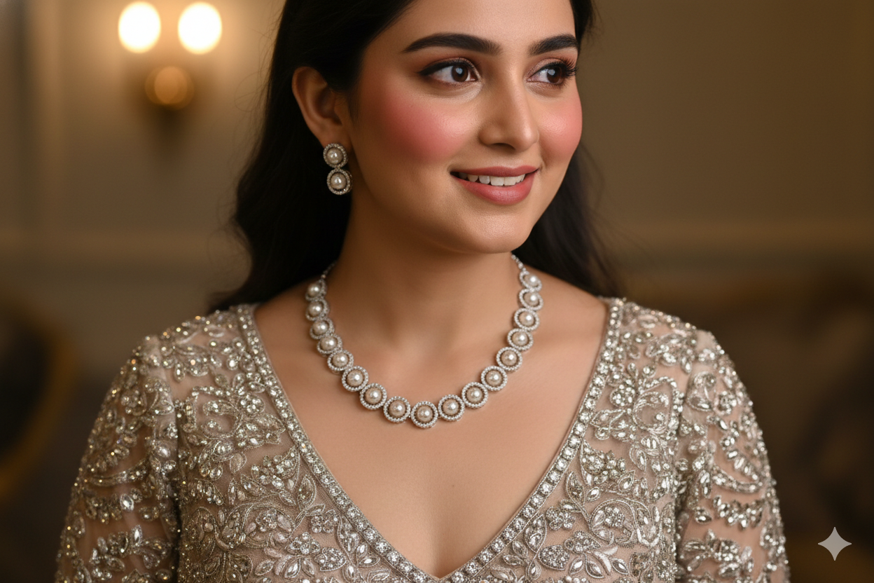 Luminous Orbit Choker & Drop Earrings