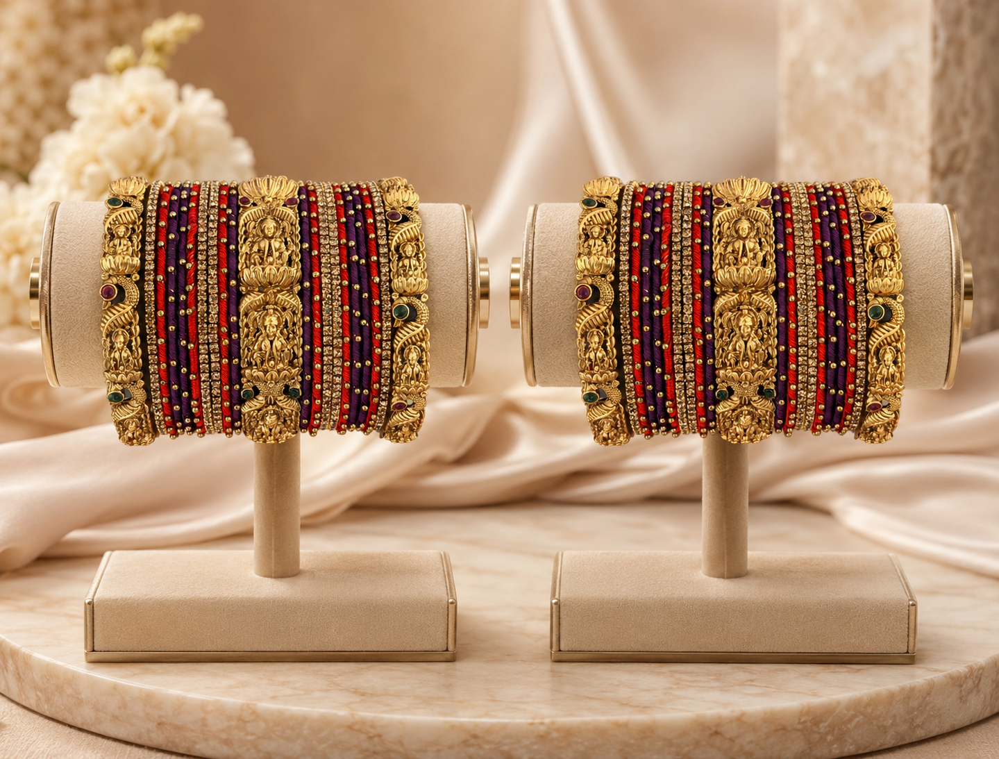 Violet & Orange Temple Bangle Set