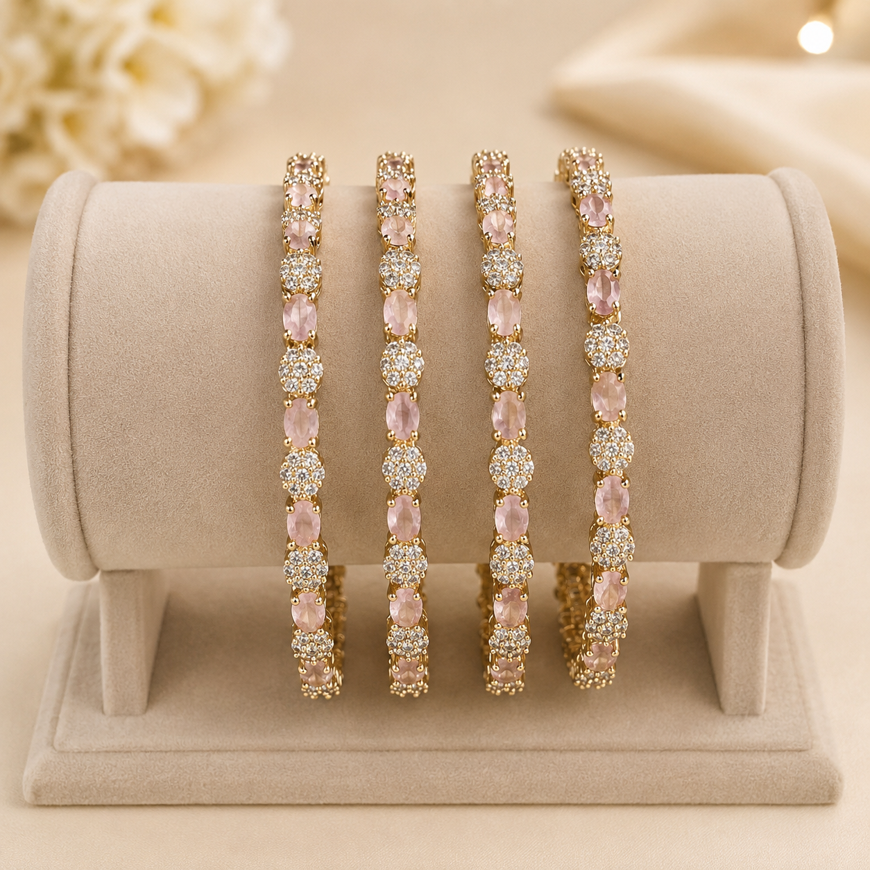 Premium Pink Floral Bangles