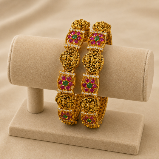 The Vedika Temple Gemstone Bangle Pair
