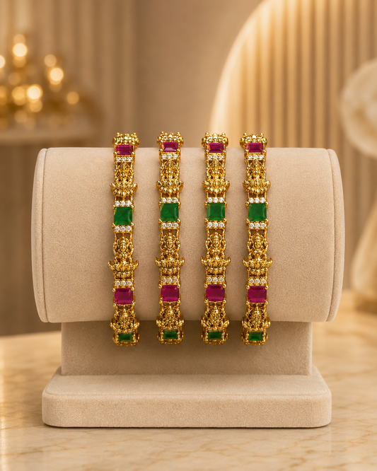 Lakshmi Emerald Ruby Temple Bangles