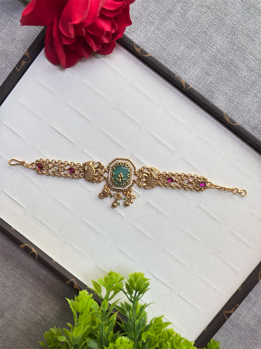 Emerald Royal Elephant Charm Heritage Bracelet