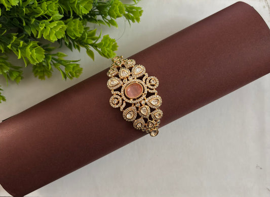 Peach Opulence Kundan Kada