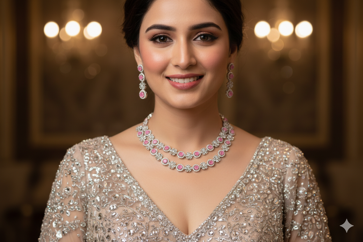 Blush Bloom Dual-Layer Necklace Set