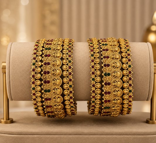 Lakshmi Coin Temple Bangle Set