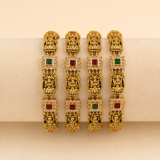 Antique Lakshmi Square Kemp Bangle Set