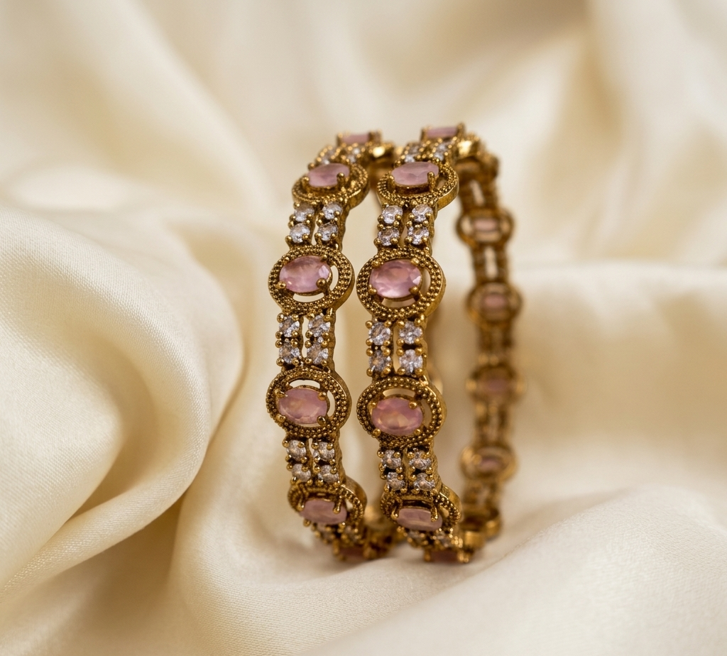 Antique Rose Kada Pair