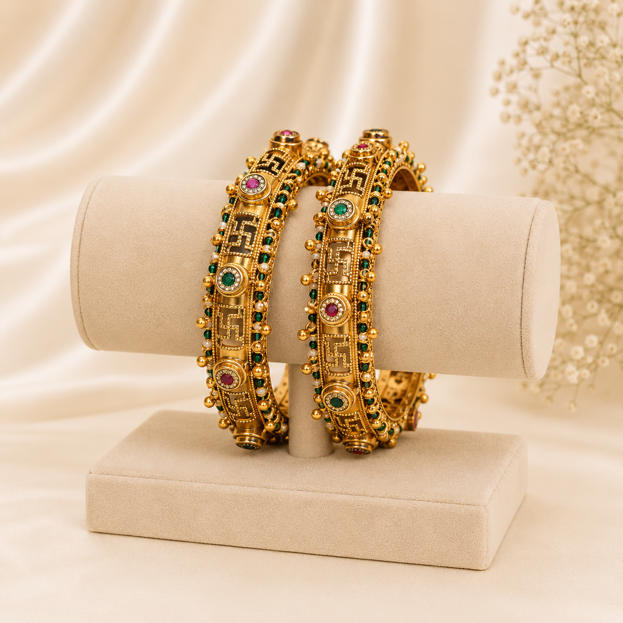 Sacred Ruby-Emerald Gold Kadas