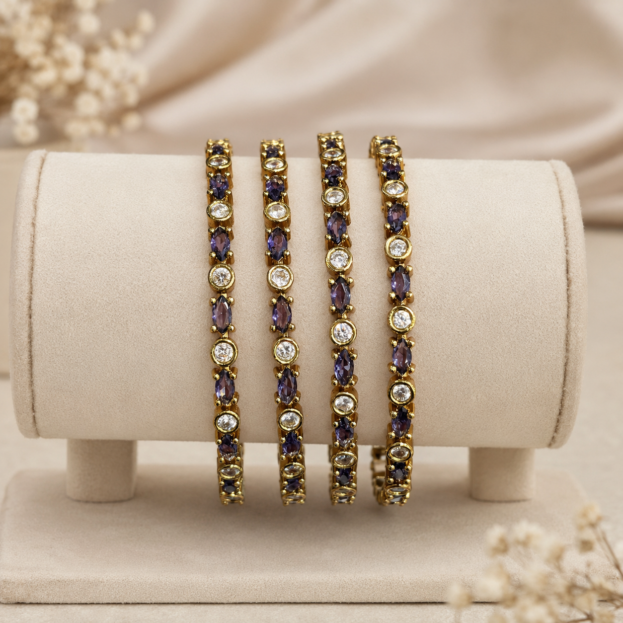 Designer Purple Stone Bangles