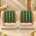 Royal Peacock Green Lakshmi Thread Bangle Set